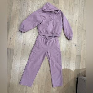 Aritzia sweat fleece tracksuit  Purple mega Hoodie and Cargo Pants Set
